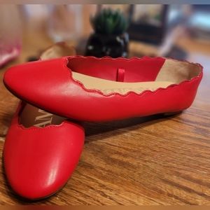 New Sam & Libby Red Scalloped Flats 8.5